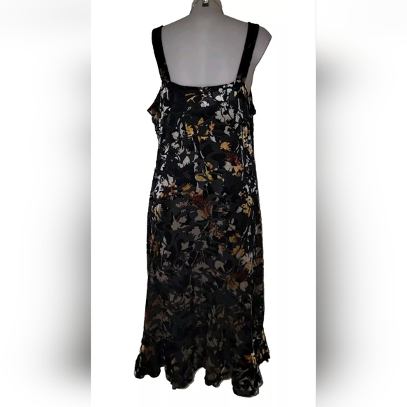 Whimsigoth Retro Coquette Floral Burnout Velvet Ruffle Swinger Party Dress Sz 1X - Picture 4 of 6